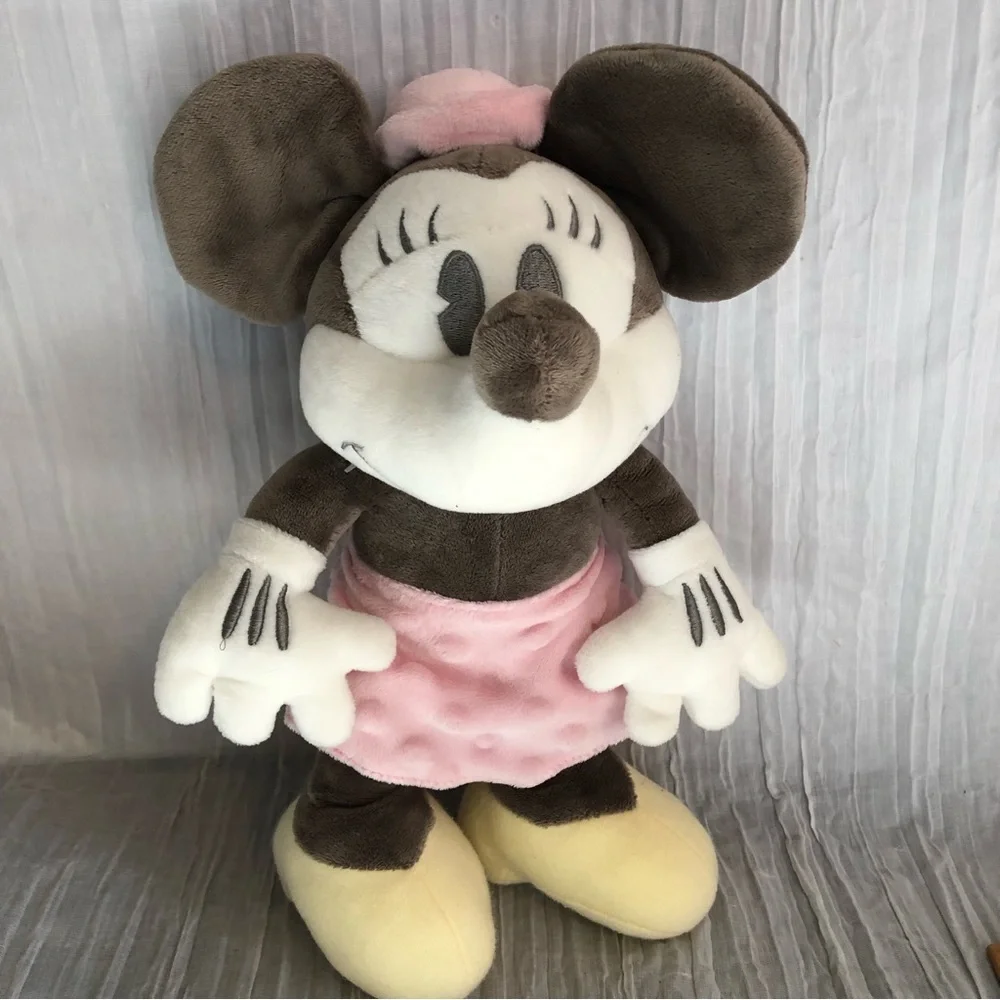 DISNEY Mickey Minnie Mouse pale colors & Fantasia Cinderella stuffed plush toys